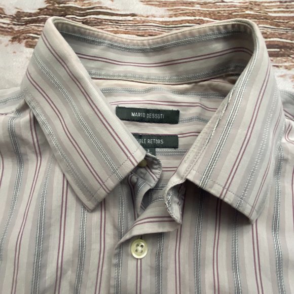 Mario Dessuit Double retors striped mens shirt-M - Picture 3 of 7